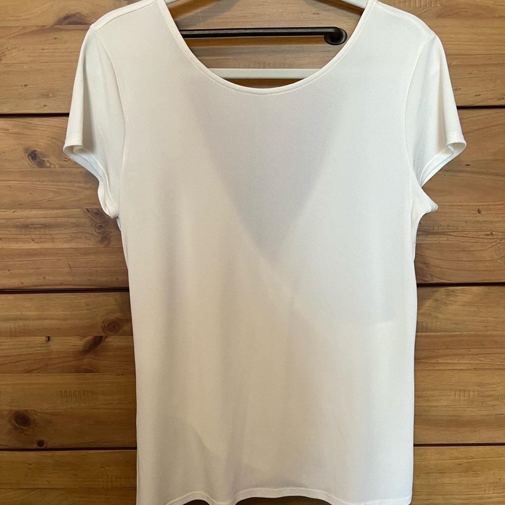 Express Fitted Cream Short Sleeve Tee